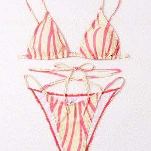 Rainbow Striped Hollow Out Bandeau Bodycon Dress & Arm Sleeves